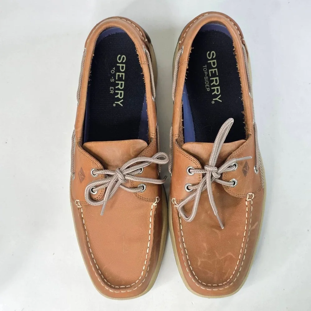 Sperry Top-Sider Billfish Men's Tan Leather Mesh Boat On Shoes Loafers Size 12